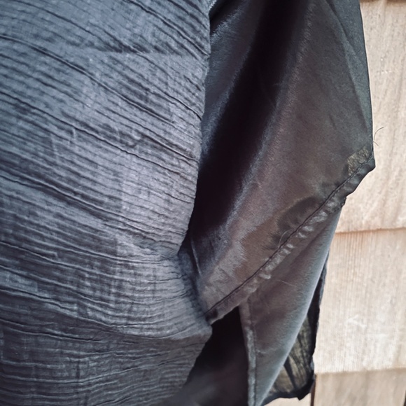 &merci Crinkle Babydoll Mini Dress High Waist Black Fit & Flair Puff Sleeve L - Picture 5 of 12